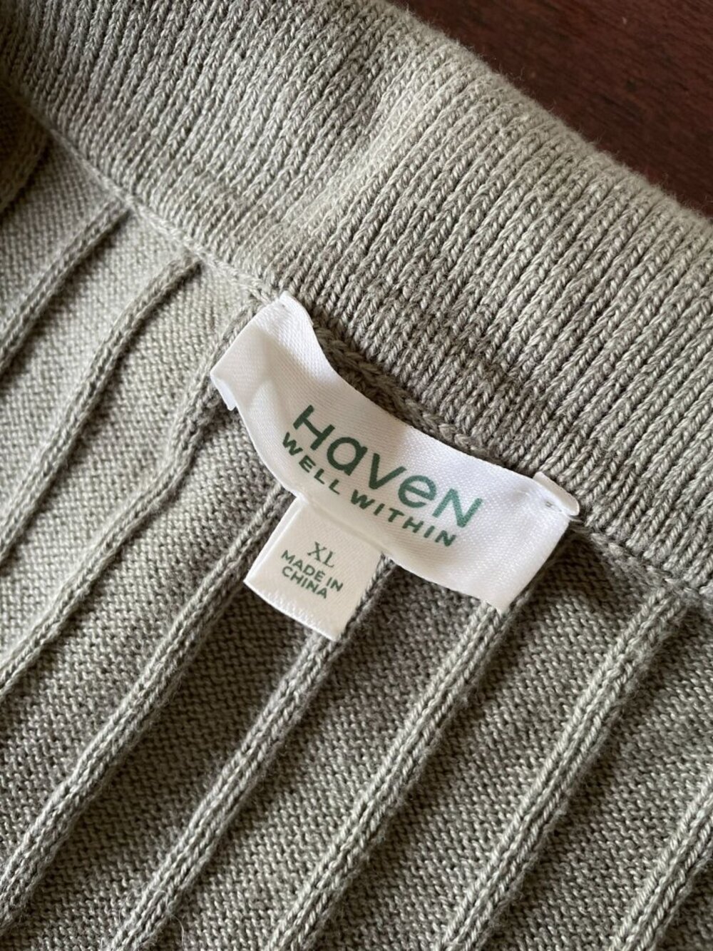 Haven Well Within Organic Cotton Wide Rib Pants and Boxy Top Set Lounge Green XL - Picture 4 of 11